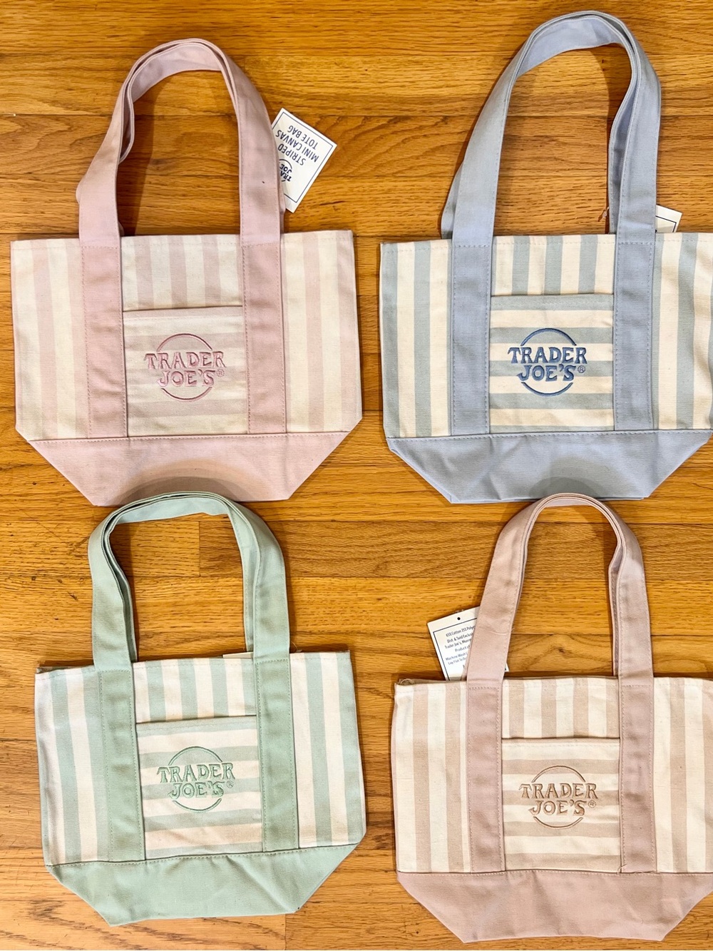 Trader Joe's Pastel Stripe Tote Bag - Pink